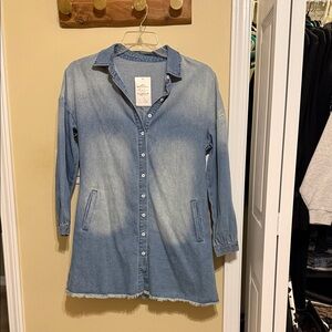 Blue Denim Button-Up Shirt Dress